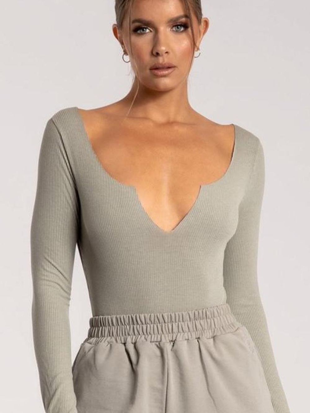 Meshki Malene V-Neck Bodysuit Sage